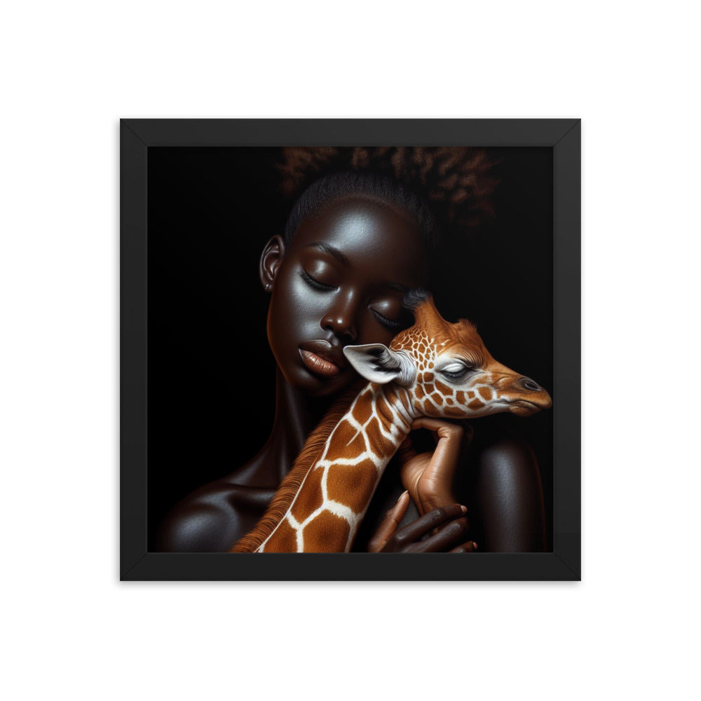 Woman Holding Baby Giraffe