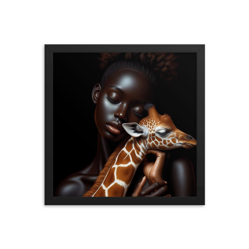 Woman Holding Baby Giraffe