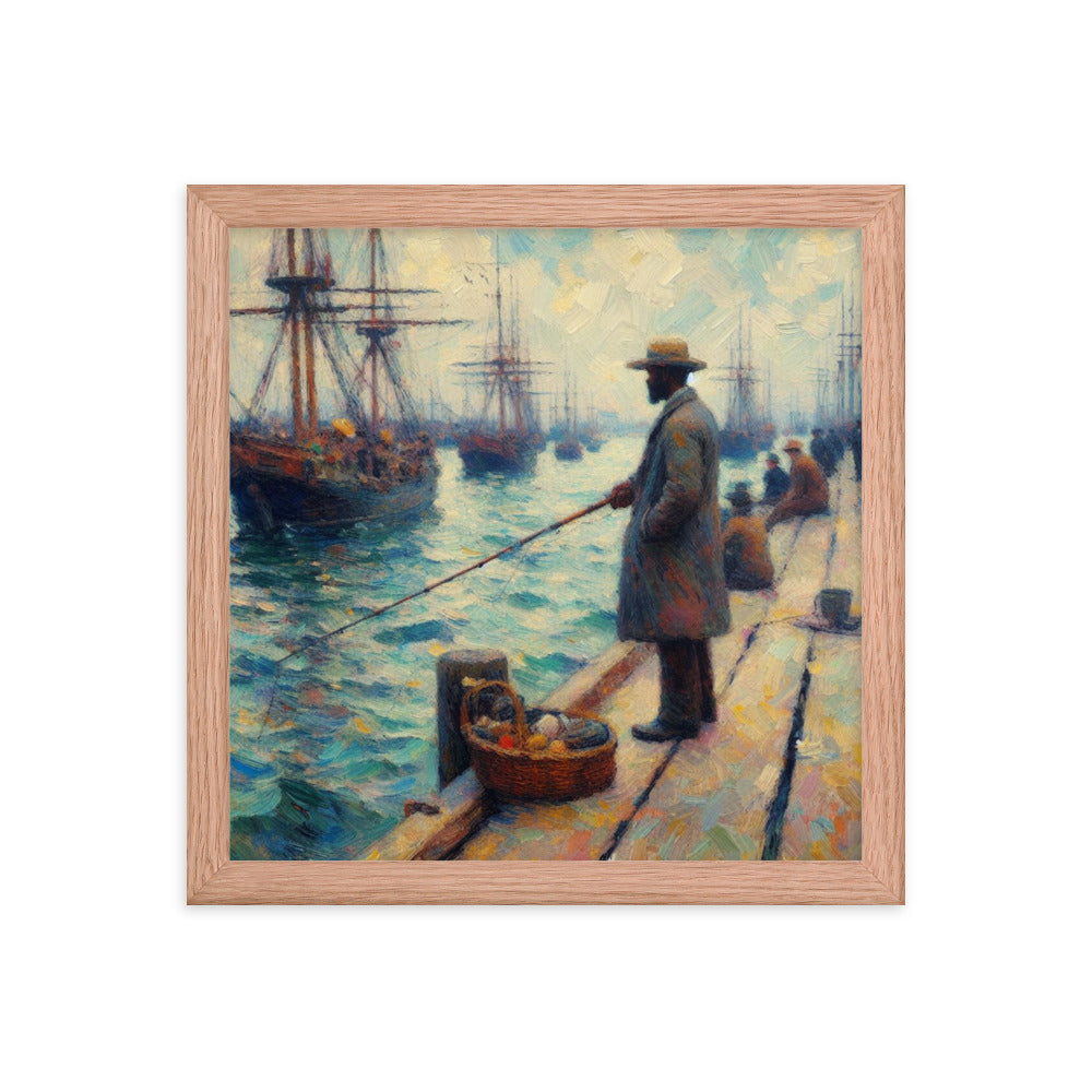 Man Fishing on a Pier