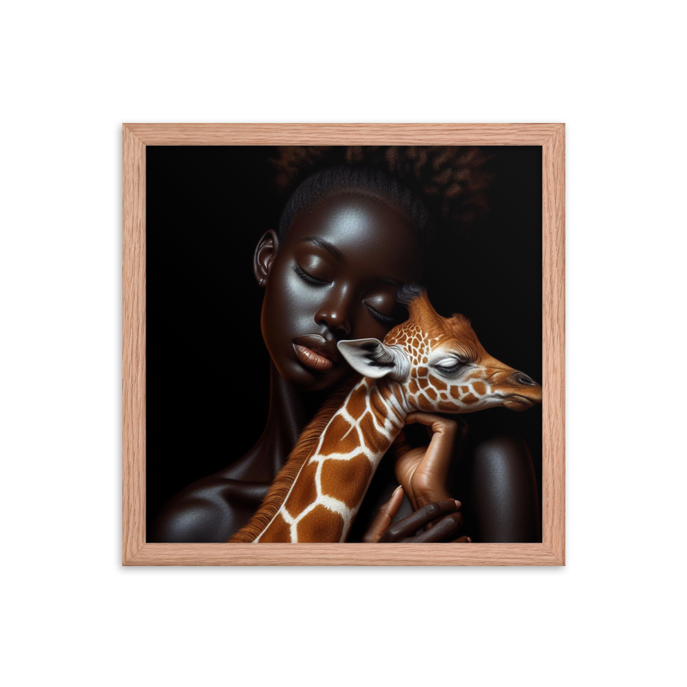 Woman Holding Baby Giraffe