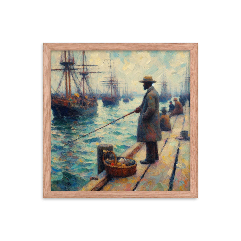 Man Fishing on a Pier