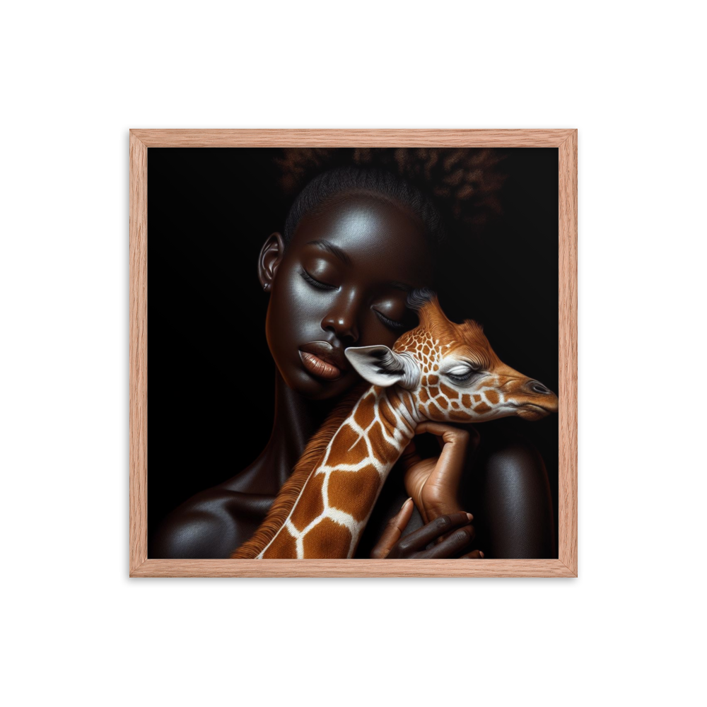 Woman Holding Baby Giraffe