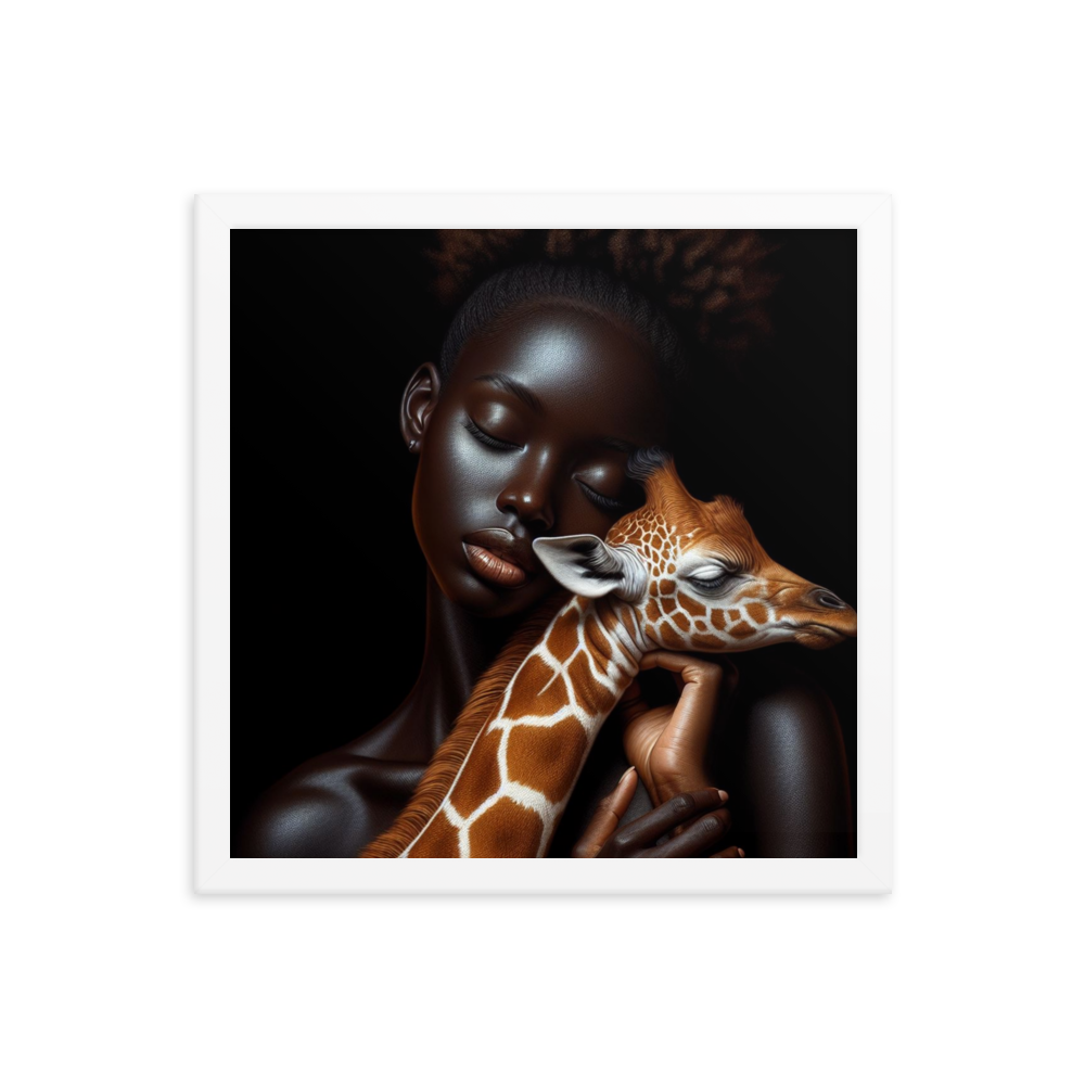 Woman Holding Baby Giraffe